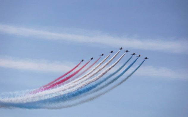 Part of the Red Arrows' display over Ayr, September 2015.