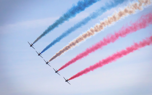 Part of the Red Arrows' display over Ayr, September 2015.