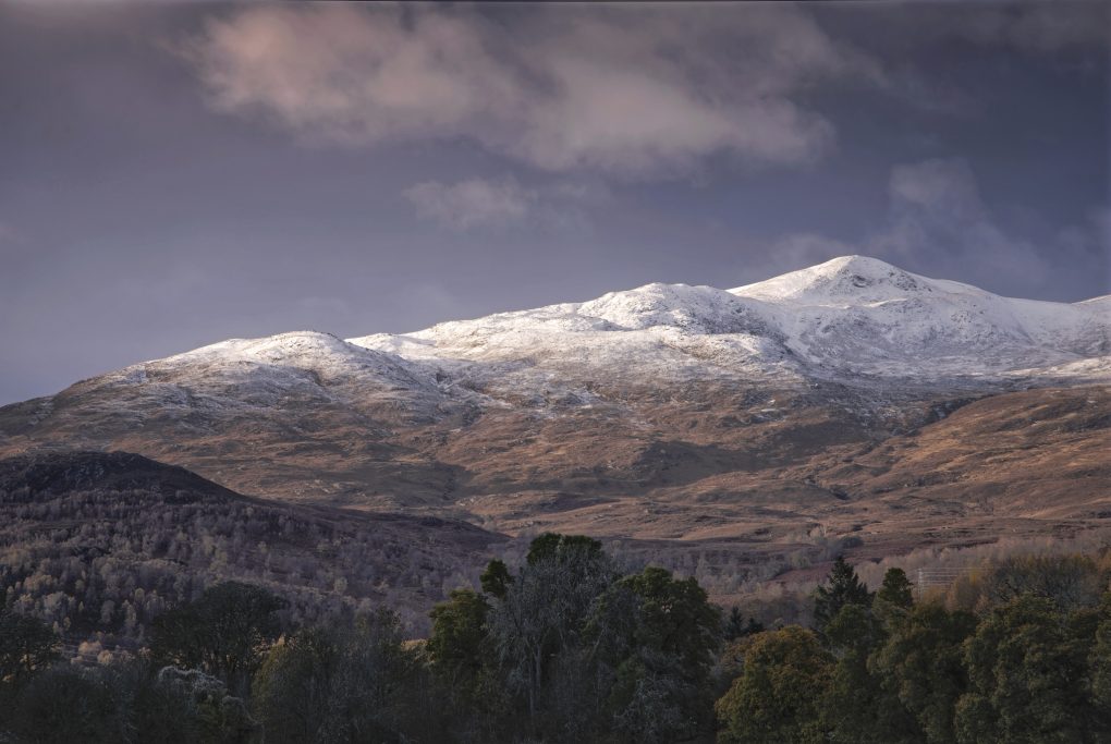 A late-Autumn dusting of snow on the mountains above Glen Strathfarrar from Struy.