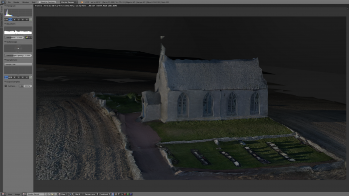 Boarhills Church, East Neuk, Fife - 3D model rendered in Blender